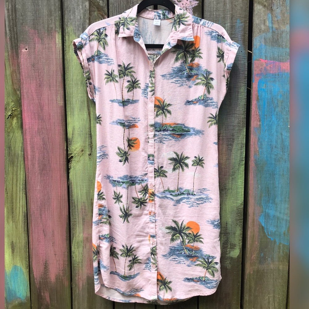 Old Navy Hawaiian Print Linen Dress